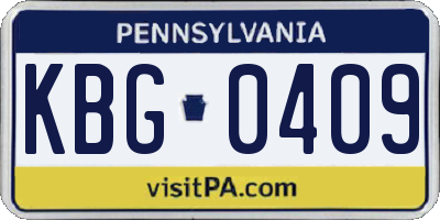 PA license plate KBG0409