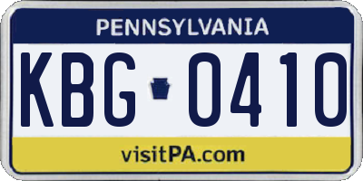 PA license plate KBG0410