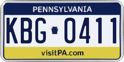 PA license plate KBG0411