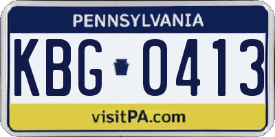 PA license plate KBG0413