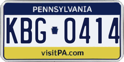 PA license plate KBG0414