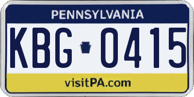 PA license plate KBG0415