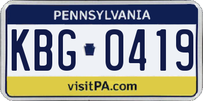 PA license plate KBG0419