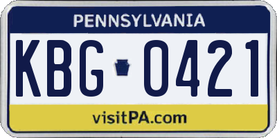 PA license plate KBG0421