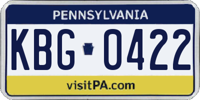 PA license plate KBG0422