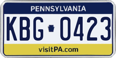 PA license plate KBG0423