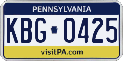 PA license plate KBG0425