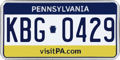 PA license plate KBG0429