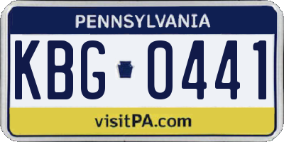 PA license plate KBG0441