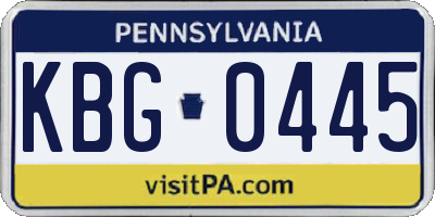 PA license plate KBG0445