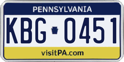 PA license plate KBG0451