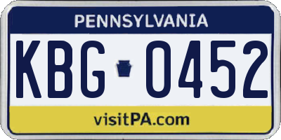 PA license plate KBG0452