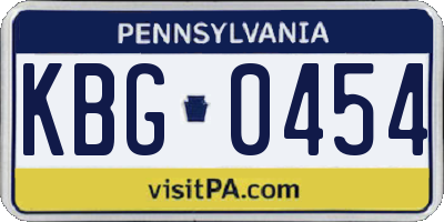 PA license plate KBG0454