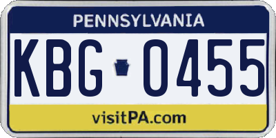 PA license plate KBG0455