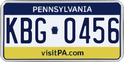 PA license plate KBG0456