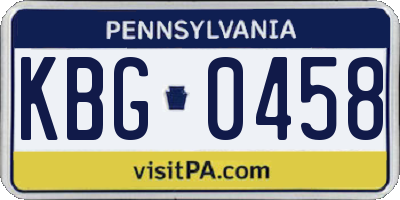 PA license plate KBG0458