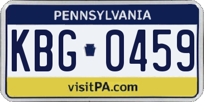 PA license plate KBG0459