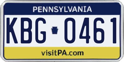 PA license plate KBG0461