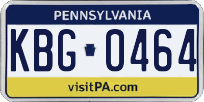 PA license plate KBG0464