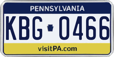 PA license plate KBG0466