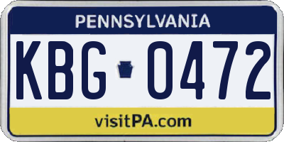 PA license plate KBG0472