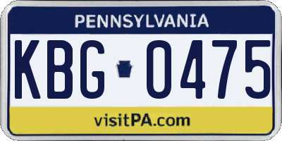 PA license plate KBG0475