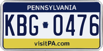 PA license plate KBG0476