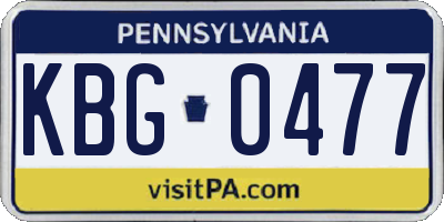 PA license plate KBG0477