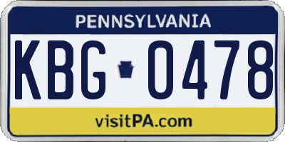 PA license plate KBG0478