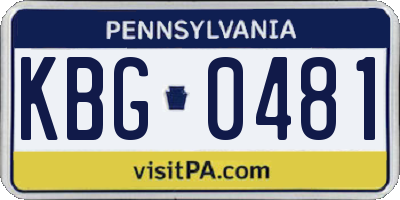 PA license plate KBG0481