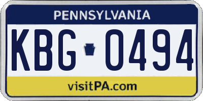PA license plate KBG0494