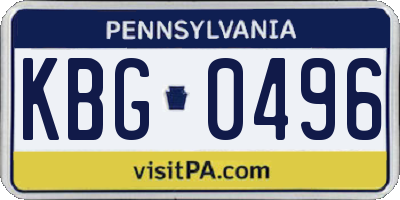 PA license plate KBG0496