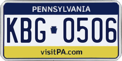 PA license plate KBG0506