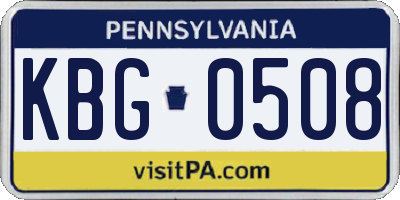 PA license plate KBG0508