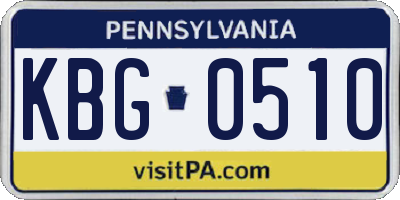 PA license plate KBG0510