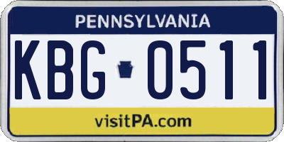 PA license plate KBG0511