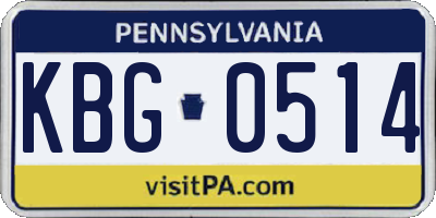 PA license plate KBG0514