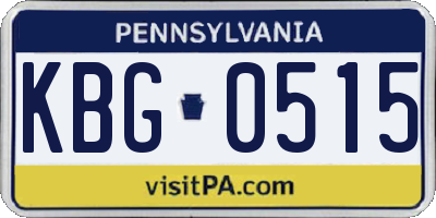PA license plate KBG0515