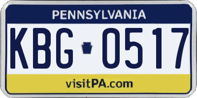 PA license plate KBG0517