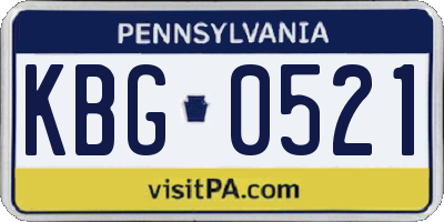 PA license plate KBG0521