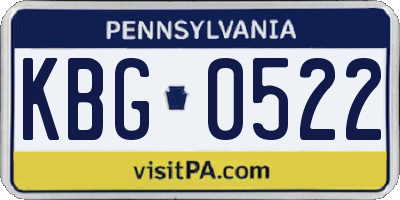 PA license plate KBG0522