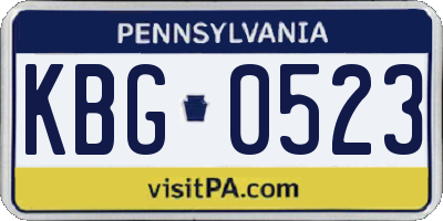 PA license plate KBG0523