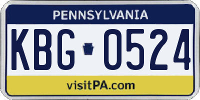 PA license plate KBG0524