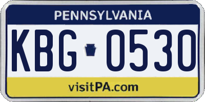 PA license plate KBG0530