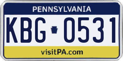 PA license plate KBG0531