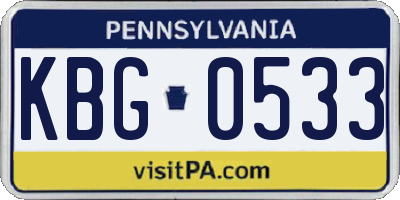 PA license plate KBG0533
