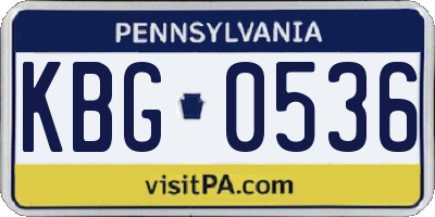 PA license plate KBG0536