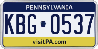 PA license plate KBG0537