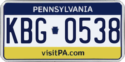 PA license plate KBG0538