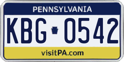 PA license plate KBG0542